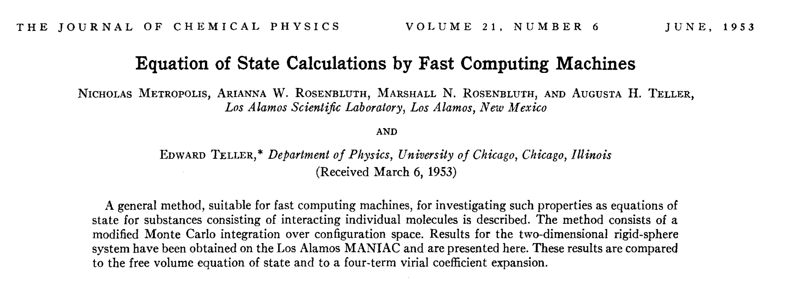 Metropolis et al. 1953
